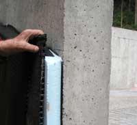 Layers of material on the outside of the external walls